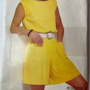 Butterick 5495 Jumpsuit Pattern Miss 6-10 Loose Fit Cap Sleeve Above Knee Pocket